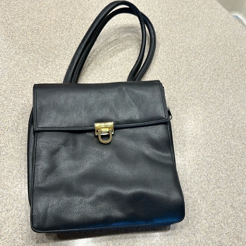 J.G.Hook Leather Bag With gold hardware and double shoulder straps